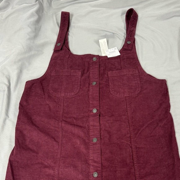 American Eagle Burgundy Corduroy Pinafore Dress - Picture 4 of 8